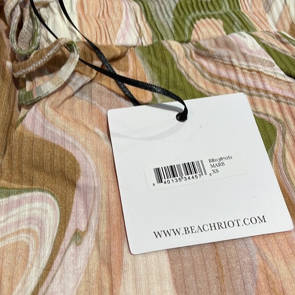 BEACH RIOT Ribbed Knit Hailey Cropped Lounge Pants Marble Swirl Print XS NWT - Picture 9 of 10